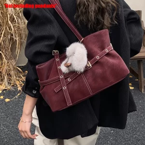 Commuting Retro Frosted Bag for Women, New Autumn and Winter Versatile Shoulder Bag, Portable Tote Bag for Going to Work