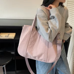 Canvas Bag Women's Large Capacity New Autumn and Winter Versatile Simple Crossbody Bag Textured Class Tote Bag