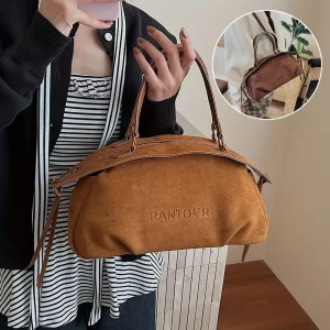 Ladies' Small Handbag, Fashionable, Large Capacity, Autumn and Winter New Item, Maillard Handbag, Retro Frosted Pillow Bag